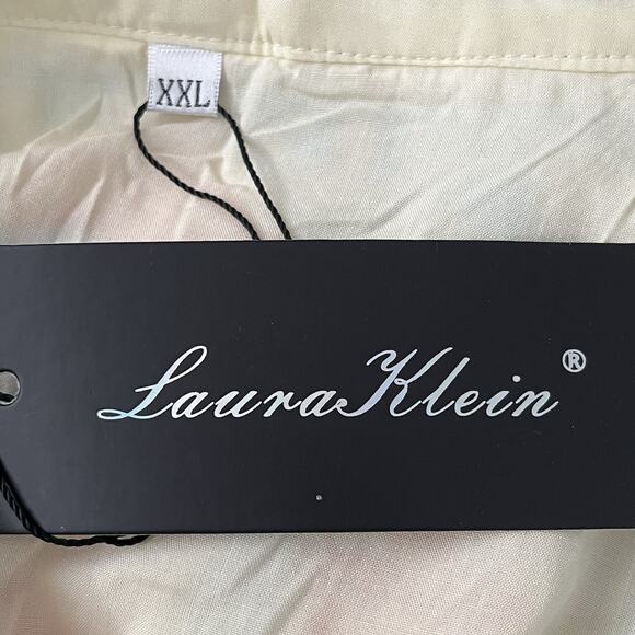 NWT Laura Klein Tunic Top Size XXL Embroidered Roll Tab Sleeve Lined Boho Yellow - Picture 9 of 12